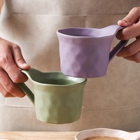 Tasses à café et à thé en céramique et porcelaine, style artisanal, surface émaillée mate, taches sous-émaillées, texture texturée, résistantes à la chaleur, pour usage en café