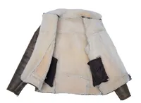 Veste d'hiver épaisse personnalisée pour homme, style Denny & Pilot, à capuche, en peau de mouton véritable marron, motif léopard, imperméable