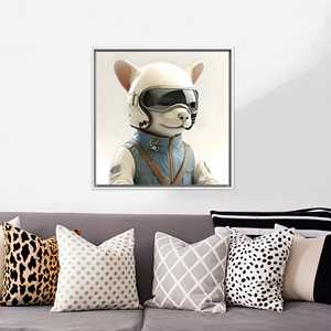 Obra de arte impresa en lienzo: encantadora pintura de gato para decoración contemporánea, con marco blanco - Product Image 1