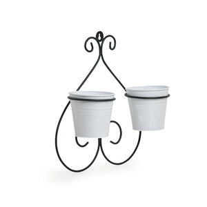 Metal Hanging Indoor White Planter <b>Stand</b> With Round Galvanized Bucket Flower <b>Pots</b> & Planters and <b>stand</b> - Product Image 3