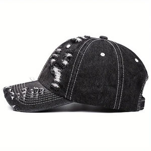 Customized 2pcs Distressed Denim <b>Baseball</b> <b>Caps</b> for <b>Women</b> Adjustable Lightweight & Stylish Hip-Hop with Embroidered Design - Product Image 2