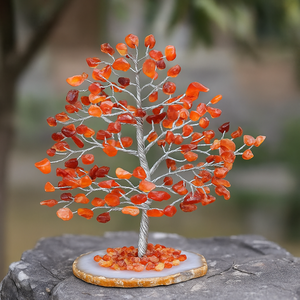 Handcrafted Carved Red Carnelian Gemstone <b>Tree</b> K9 <b>Crystal</b> Feng Shui Love Home Decor Healing Energy - Product Image 3