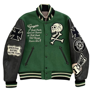 Vestes universitaires OEM de haute qualité pour hommes, manches en cuir respirant de qualité supérieure, tissu en laine avec logo brodé en chenille Letterman 4XL - Product Image 1
