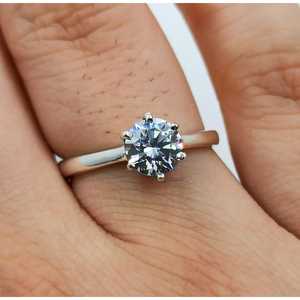 Handmade Six-Prong Cubic Zirconia <b>Solitaire</b> <b>Ring</b> in Sterling <b>Silver</b> Birthday Anniversary or Bridesmaid Gift - Product Image 1