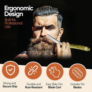 Professional Straight Razors For Men 2mm Exposed Blade Straight Edge Barber Razor <b>Kit</b> For Close <b>Shaving</b> Yellow Marble Design - Product Image 4