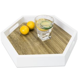 Plateau en bois de style rustique fait à la main en rotin de bambou de haute qualité pour la décoration de la maison service et stockage d'aliments - Product Image 6