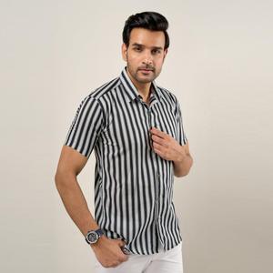 Camisa de Lino de Moda para Hombre, Verano, Manga Larga, 100% Algodón, Corte Regular, Transpirable, a Rayas - Product Image 6