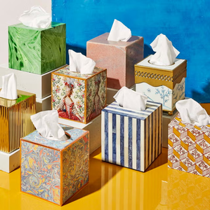 Boîtes à mouchoirs adaptées Décoration intérieure élégante Salle à manger parfaite Bureau Réception Artistique Fait à la main Bois Métal Personnalisable - Product Image 1