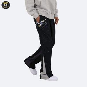 กางเกงขาบานฮิปฮอปกีฬาของผู้ชายกางเกงผ้านุ่มสีพื้นผสมกางเกงวอร์มใส่สบาย - Product Image 4