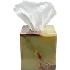 Cubierta de caja de pañuelos de ónix marrón múltiple, caja de pañuelos pulida de ónix Crafter de mármol, caja de pañuelos de mármol pulido - Product Image 1