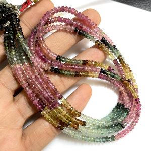 Perles de pierre en forme de rondelle à facettes multi-tourmaline 3-3.5MM pour la fabrication de bijoux de haute qualité Vente en gros - Product Image 2