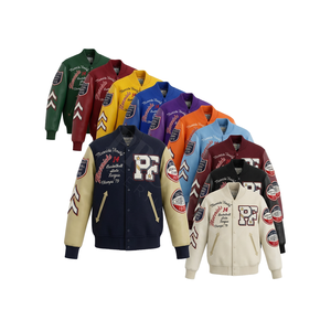 Chaqueta Universitaria para Hombre en Oferta, Cuerpo de Lana, Mangas de Cuero Sintético, Chaqueta de Béisbol Universitaria con Letras Bordadas para Hombre - Product Image 1