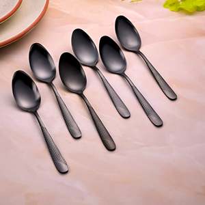 <b>Set</b> of 6 Matte Black Stainless Steel <b>Tea</b> Spoons Elegant Coffee & <b>Tea</b> Tools - Product Image 4
