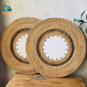 Assiette de présentation en rotin tressé à la main, style campagnard, couleur personnalisable, 13 pouces, robuste, pour table de fête, artisanat durable pour bébés - Product Image 4