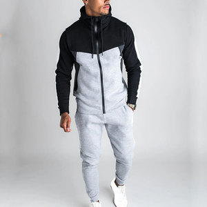 ชุดวอร์มเฮฟวี่เวทของผู้ชายชุดฮู้ดและกางเกงวิ่งแบบซิปเต็มโลโก้ตามสั่งจากโรงงาน - Product Image 4