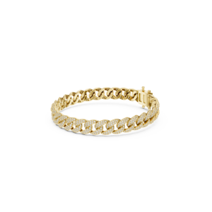 Pulsera de Cadena de Eslabones con Moissanita Redonda Pacho Pave, Plata de Ley 925, Joyería Hip Hop India - Product Image 1