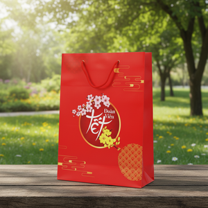 ถุงกระดาษศิลปะเวียดนามแบบย่อยสลายได้เป็นมิตรต่อสิ่งแวดล้อมพิมพ์ได้สำหรับเป็นของขวัญและของตกแต่งในเทศกาลปีใหม่ - Product Image 6