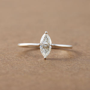 Joyería fina de plata de ley de 2 quilates, anillo de compromiso de boda de estilo clásico a la moda, corte Marquesa, ajuste de punta de diamante cultivado en laboratorio IGI - Product Image 2