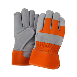 Venta al por mayor de fábrica Guantes de seguridad laboral industrial de cuero de vaca de doble palma Protección de trabajo de soldadura al aire libre mejorada 2025 - Product Image 4