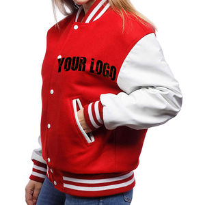 Chaqueta universitaria Letterman de manga larga de lana Premium para mujer, parches de chenilla bordados de invierno, Material de relleno de algodón transpirable - Product Image 1