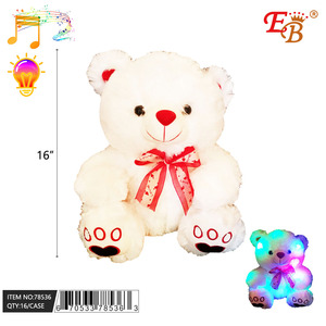 16'' White Bear with <b>Light</b> & <b>Music</b> 16PC/CS Valentine's Day Supplies - Product Image 1