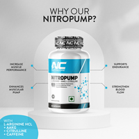 Cápsulas de L-Arginina Nutricore Nitro Pump, Fabricante Líder, para el Rendimiento Muscular y la Resistencia en Adultos, 90 Cápsulas