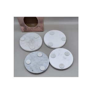 Marble <b>Coaster</b> <b>With</b> Round Shape for Tea Coffee 4 Pieces <b>Set</b> <b>With</b> <b>Holder</b> Feature Eco Friendly black white color - Product Image 4