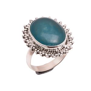 Bague fine en argent sterling 925 avec pierre précieuse de calcédoine naturelle Exportateur de bijoux en argent de forme ovale fait à la main - Product Image 1