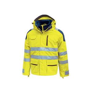 Parka a prueba de lluvia, ropa de trabajo esencial, color amarillo fluo - Product Image 1