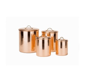 Juego de 4 recipientes de cobre puro de diseño antiguo de almacenamiento de alimentos de metal de calidad superior para uso en la cocina a muy buen precio - Product Image 5