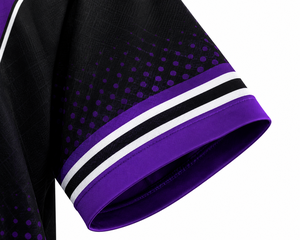 Maillot de baseball Sinewy personnalisé avec nom et numéro, violet et noir, sublimé, anti-humidité, unisexe, adulte, manches courtes - Product Image 4