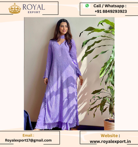 Présentation de la nouvelle broderie en fil de coton Kurti Plazzo avec Georgette Dupatta - Product Image 3