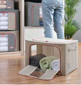 Under <b>Bed</b> Closet Wardrobe Organizer with Lids <b>Double</b> Opening Zips Clear Windows Side <b>Storage</b> Boxes & Bins Foldable OEM Modern - Product Image 6