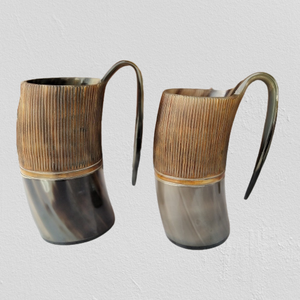 Artisanat naturel écologique fait à la main, gravures personnalisées, ambiance viking Valhallah, mug en corne à boire, toucher réel, personnalisé - Product Image 2