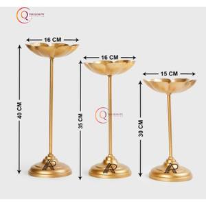 Juego de 3 velas decorativas para el hogar y eventos de Color dorado con diseño de flores, nuevo estilo único, candelabros iluminadores para interiores - Product Image 2