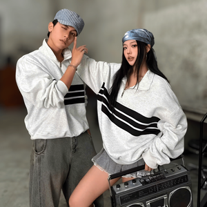 เสื้อผ้าฤดูหนาว เสื้อฮู้ดดี้ผู้ชาย ผ้าโพลีเอสเตอร์ผสมฝ้าย ผ้าถัก โลโก้สั่งทำได้ ยูนิเซ็กส์ ทรงโอเวอร์ไซส์ แขนยาว มีซิป OCEANA - Product Image 1