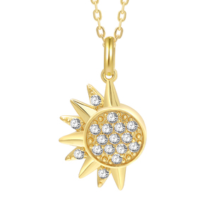 Collier d'amitié Jeulia en argent sterling avec motif soleil céleste - Chaîne géométrique tendance, idéal pour un cadeau - Product Image 1