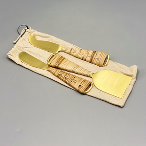 Service à fromage en acier inoxydable de qualité supérieure avec poignée en rotin cuisine taille personnalisée à vendre produits - Product Image 5