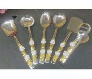 Juego de cucharas para servir de acero inoxidable de alta calidad, diseño de Metal adornado de 6 piezas, ocasiones de fiesta, uso de cocina, Exportación de calidad - Product Image 1