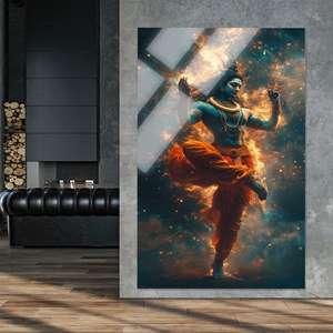 Elegante impresión en lienzo del dios hindú Shiva - Decoración de arte moderno, vidrio rectangular - Product Image 1