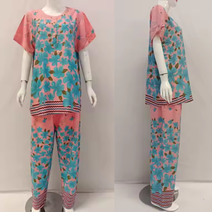 Ensemble de pyjama en rayonne confortable pour femmes vêtements de nuit d'été à manches courtes pour femmes de grande taille - Product Image 2