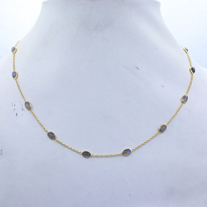Joyería de labradorita, Collar chapado en oro de piedras preciosas de labradorita Natural de corte ovalado de alta calidad de plata 925, regalo para mujer - Product Image 1