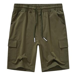 Men's Eco-Friendly Solid Pattern Mid <b>Waist</b> <b>Cargo</b> <b>Shorts</b> Anti-Wrinkle Quick Dry Terry Knitted Formal Style with <b>Elastic</b> Closure - Product Image 2