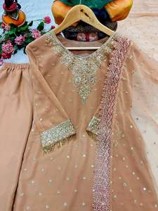 Nouveau Designer Collection Heavy Georgette Sequence Work & Zari Broderie Avec Top et Palazzo Avec Fancy Lace Work Dupatta - Product Image 5