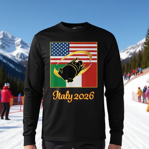 Maglietta a Maniche Lunghe per Sport Invernali Bob Italia USA 2026, Maglia con Bandiera Italiana per Tifosi, Prodotto Promozionale - Product Image 3