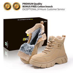 Bottes <span class=keywords><strong>de</strong></span> sécurité <span class=keywords><strong>de</strong></span> randonnée GUYISA couleur camel, tige en microfibre, semelle en TPR, antistatiques, pour l'hiver - Product Image 4