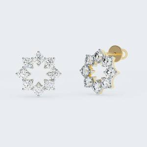 10k or massif coupe ronde écologique laboratoire cultivé diamant boucles d'oreilles vis arrière boucles d'oreilles laboratoire diamant Halo boucles d'oreilles CVD diamant - Product Image 3