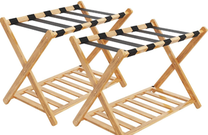 Porte-bagages pliable en chêne massif avec barre arrière - Product Image 4