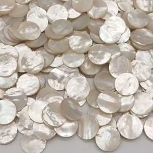 Prêt à expédier nacre polie 15*2mm feuille ronde à motif croisé de coquillage blanc pour la décoration de la maison - Product Image 6