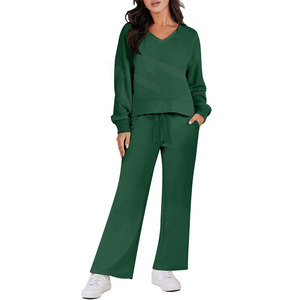 2023 logotipo personalizado ropa de entrenamiento femenina chándal 2 piezas pantalones conjuntos con bolsillos Rosa sudaderas mujer chándal - Product Image 1